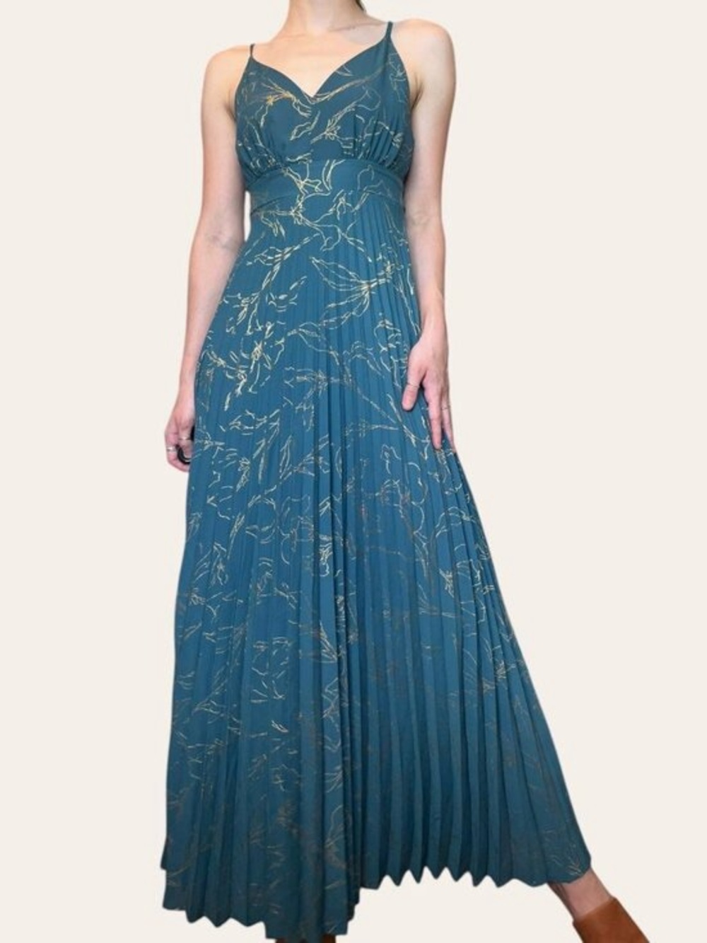 Jessica Simpson NWT teal/gold floral formal dress XL